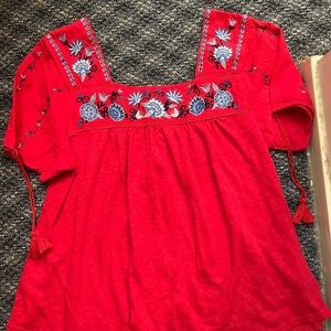 Time and Tru small red floral shirt